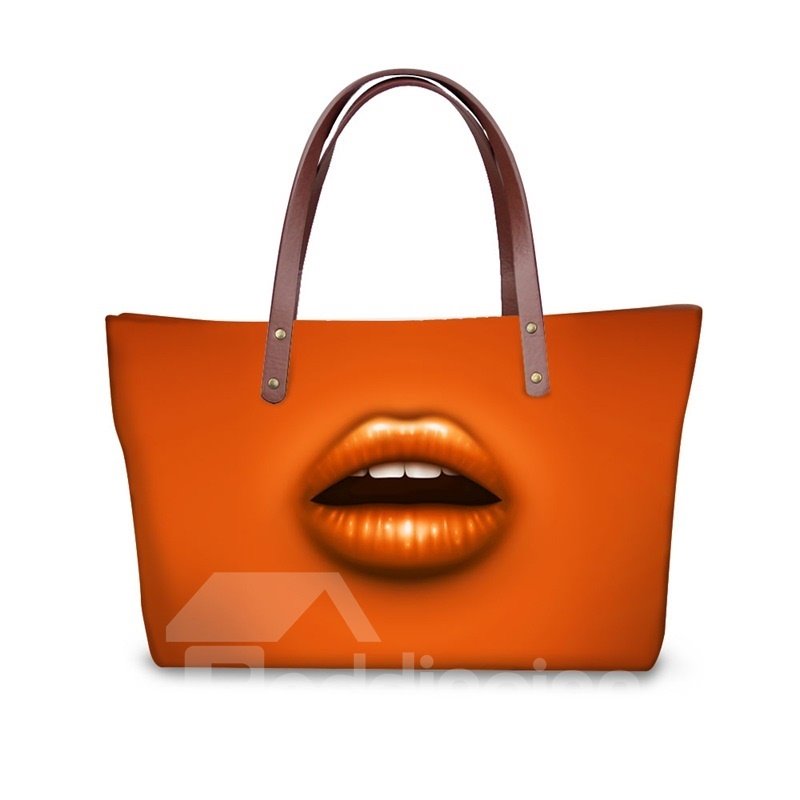 Coloful Lips Waterproof Shoulder 3D Printed HandBags