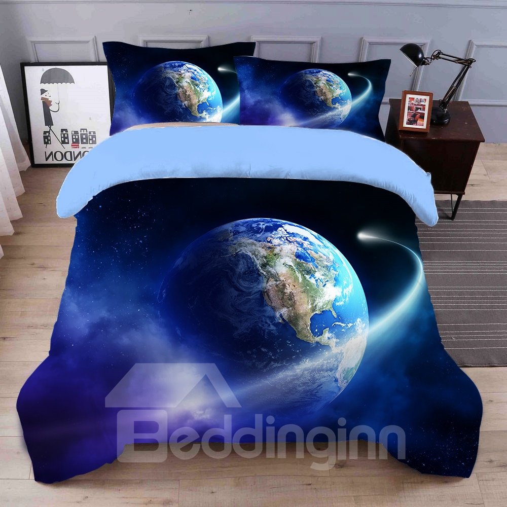 Fadeless Vivid Wandering on The Ball Printed 4-Piece 3D Galaxy Bedding Sets/Duvet Covers