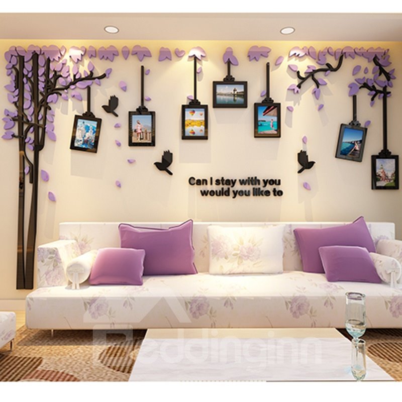 Acrylbaum und Vögel Fotorahmen 3D TV/Sofa Hintergrund Wandaufkleber