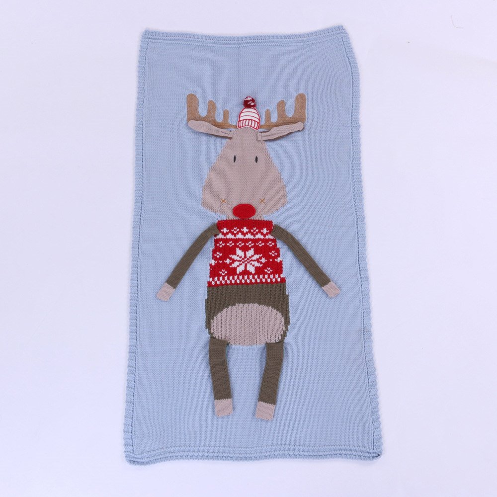 Christmas Deer Blanket Knitted Blanket Holiday Gift Decorative Blanket Home Sofa Stereoscopic Ear