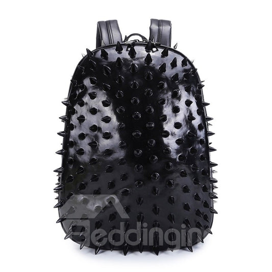 Personalized 3D Hedgehog PU Leather Casual Laptop Backpack School Bag