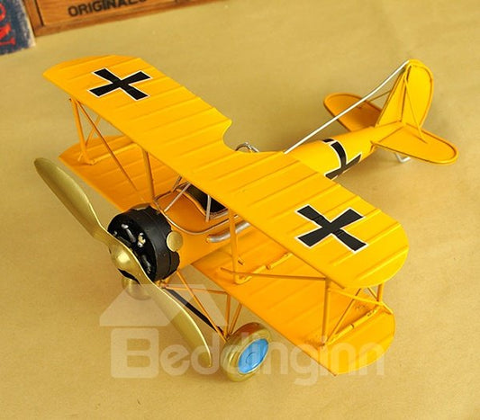 Klassische mehrfarbige Vintage-Doppeldecker-Kampfflugzeug-Modell-Desktop-Dekoration