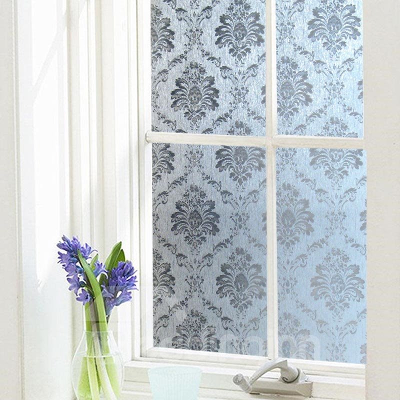 Classic Damascus Pattern Window Film Stained Glass Self Static Cling for Home