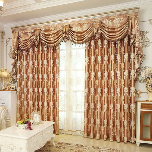 Luxurious Chenille Jacquard Blackout Custom Living Room Curtains Heat Insulation Water-proof and Windproof Effect No Pilling No Fading No off-lining
