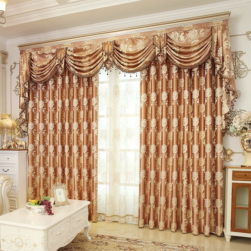 Lujosas cortinas opacas de chenilla jacquard personalizadas para sala de estar, aislamiento térmico, efecto impermeable y resistente al viento, sin pelusas, sin decoloración, sin forro 