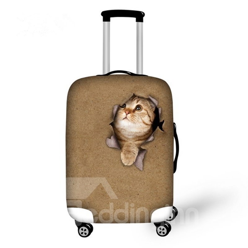 Cubierta de equipaje pintada en 3D con patrón de gato con dólares 
