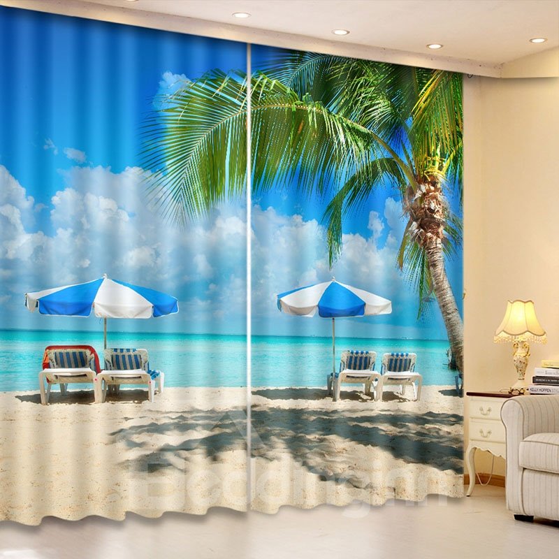 Beddinginn 3D Blackout Creative Seaside Curtain