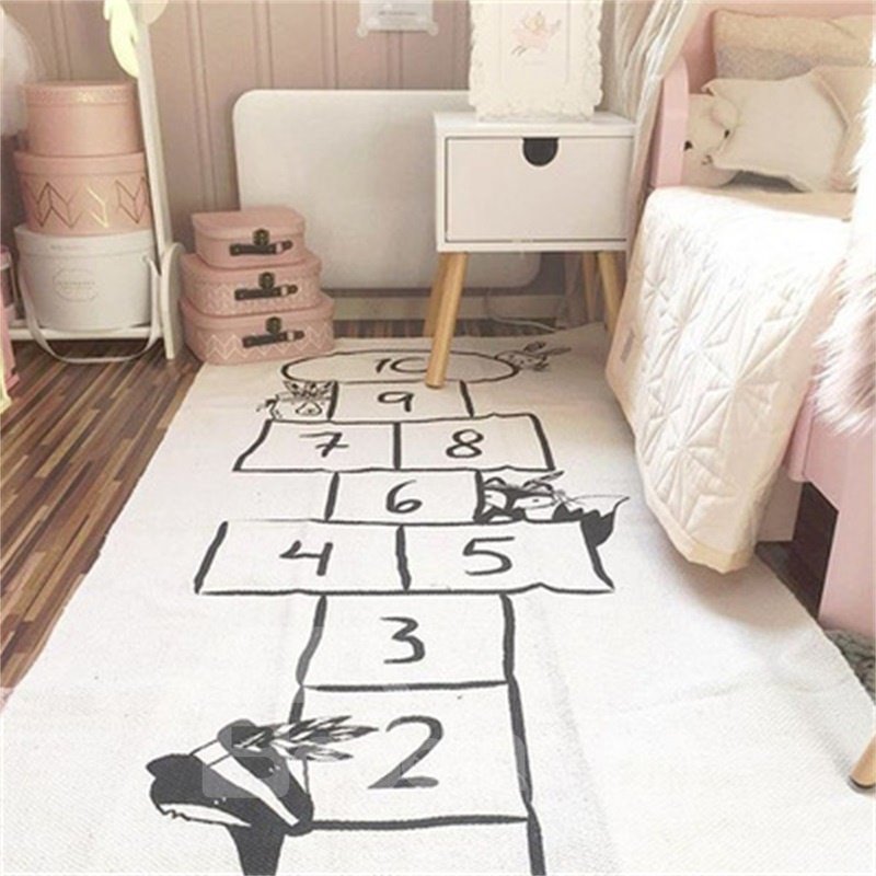 Checkers Game Rectangular Cotton Baby Play Floor Mat/Crawling Pad