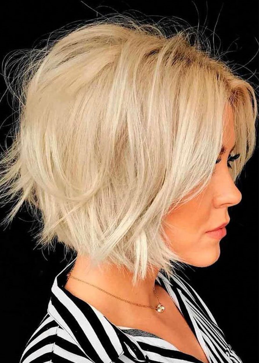 Kurze Bob-Frisuren für Damen, 613 blond, glattes Kunsthaar, kappenlose Perücken, 25,4 cm 