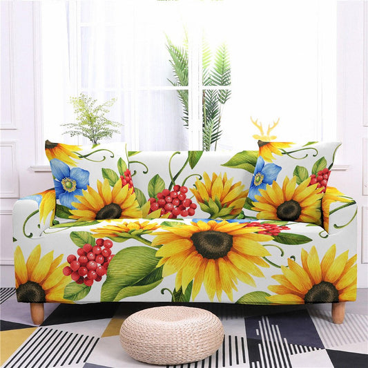 Fundas elásticas para sofá con estampado Floral de girasol de 1/2/3/4 plazas, funda para sofá, Protector de muebles Homr 