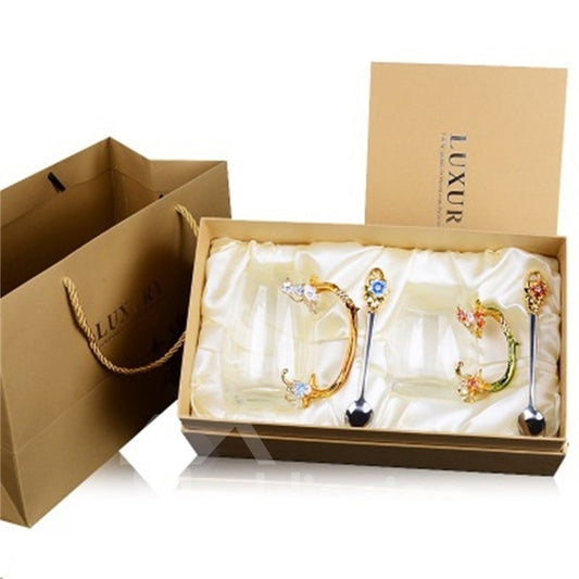 Transparent Enamel Glass Modern and Elegant Home and Office Tea Cups