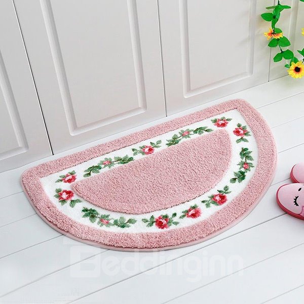 Edler halbrunder Badteppich mit anmutigem Rosenmuster