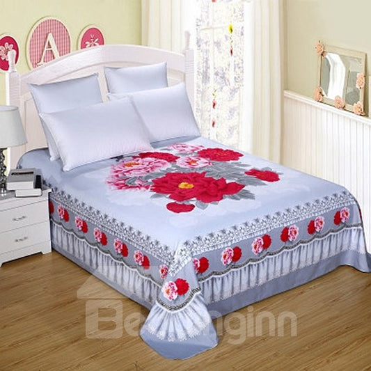 Graceful Pink and Red Peony Printed Sheet