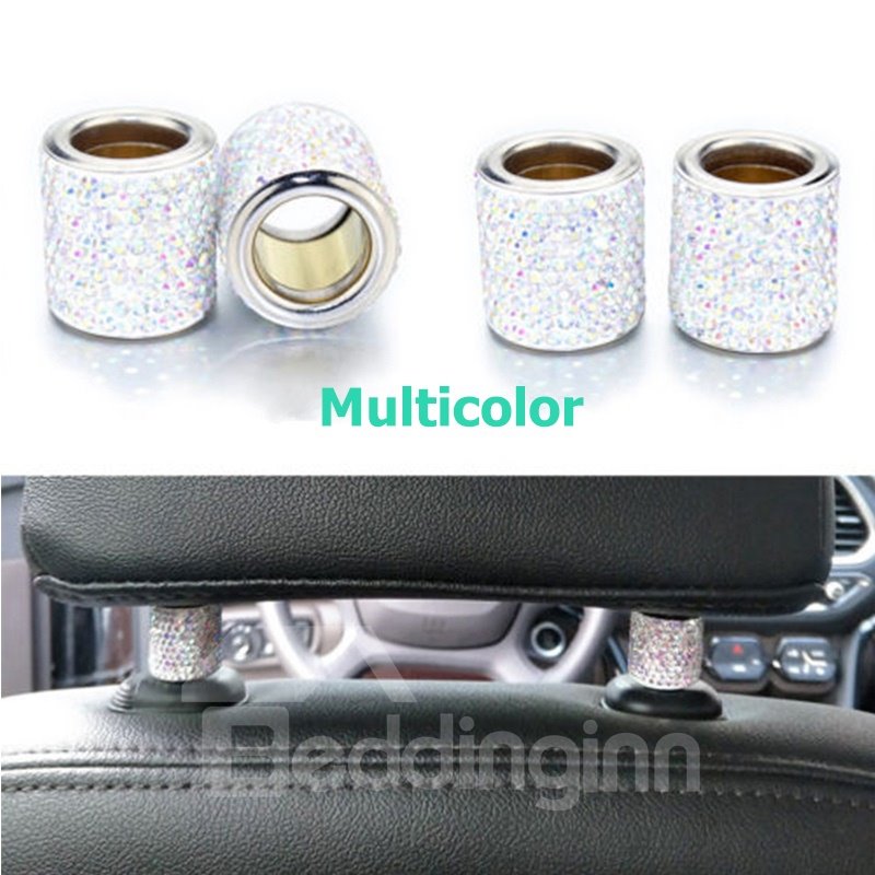 Decoración de soporte de almohada de coche con diamantes de imitación brillantes de 2 piezas 