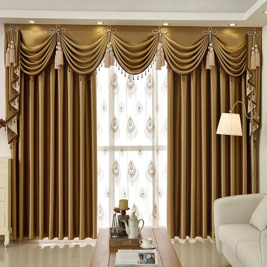 Luxury Elegant Plain Grommet Shading Curtain 2 Panels Blackout Curtains for Living Room Bedroom Decoration No Pilling No Fading No off-lining