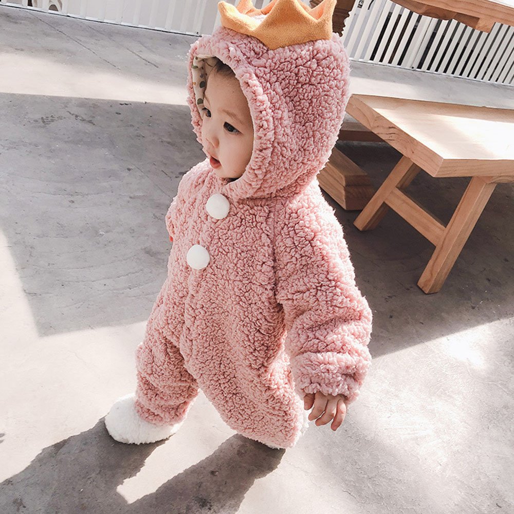 Infant Noah Ark Collection Oatmeal Bear Jumpsuit Costume Kids Baby suit Warm Fleece Jumpsuit Cartoon Bear Hooded Romper Footie Pajamas