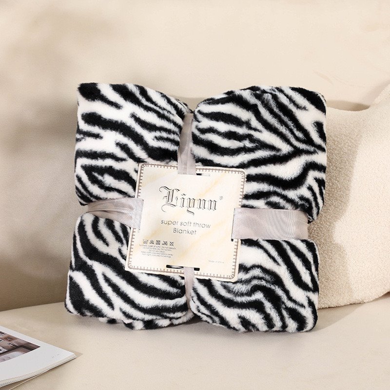 Zebra Print Blanket Double-layer Air-conditioning Blanket Sofa Blanket Siesta Blanket Keep Warm