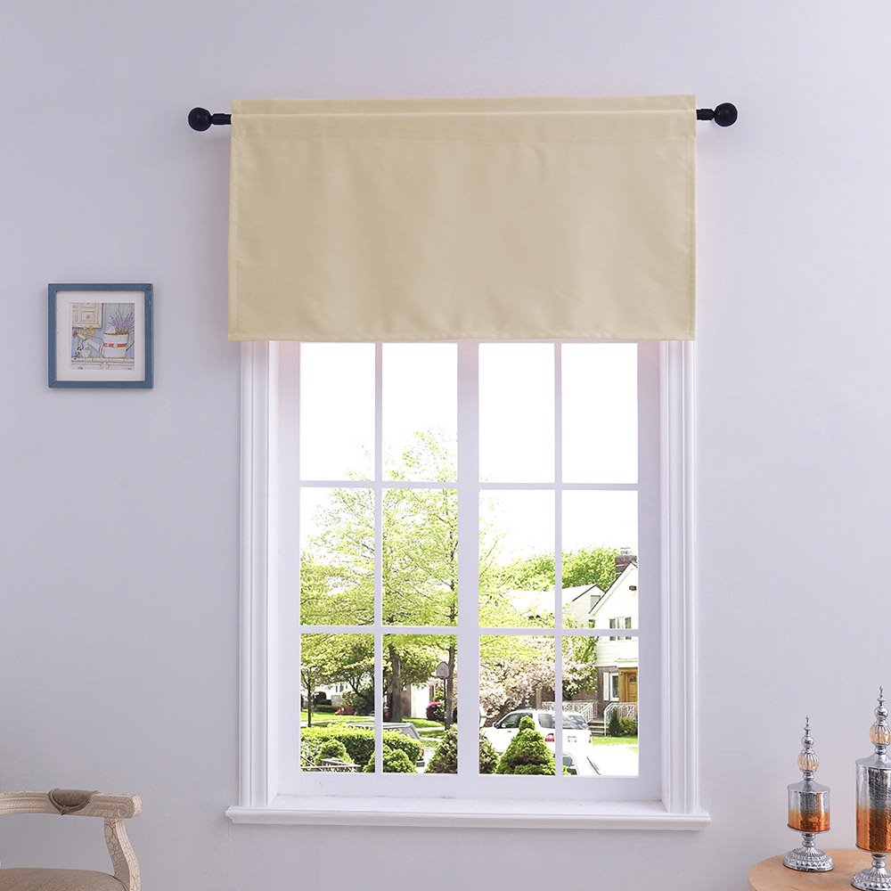 Einfacher, einfarbiger Fenstervolant im amerikanischen Stil, kurzer Polyester-Vorhang für Küchen, Badezimmer, Keller und mehr