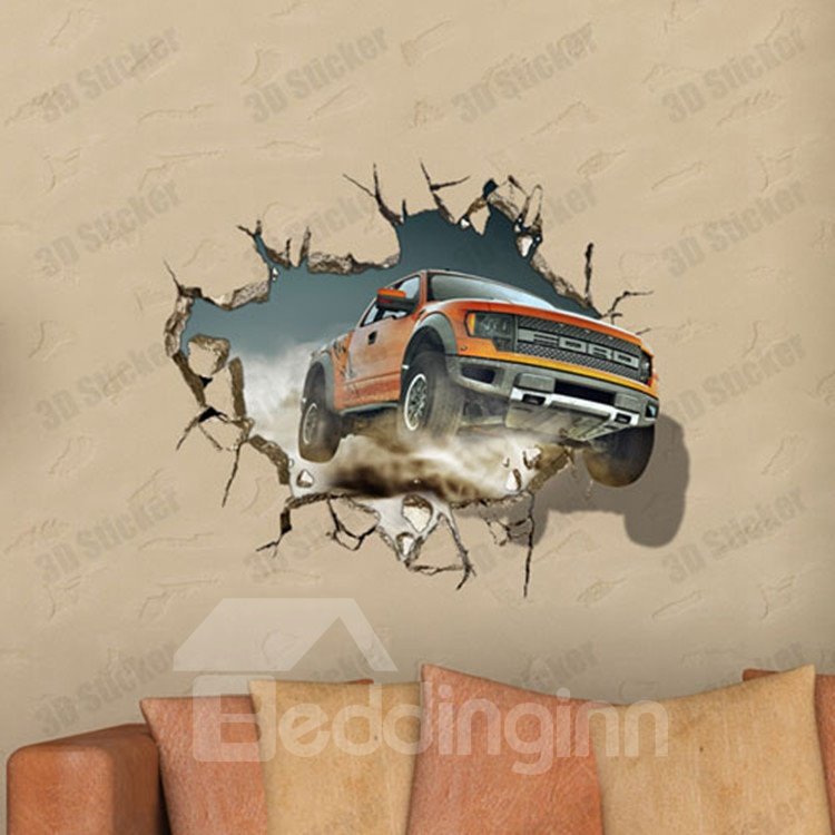 Stunning Creative 3D Broken Hole Car Pattern Wall Sticker