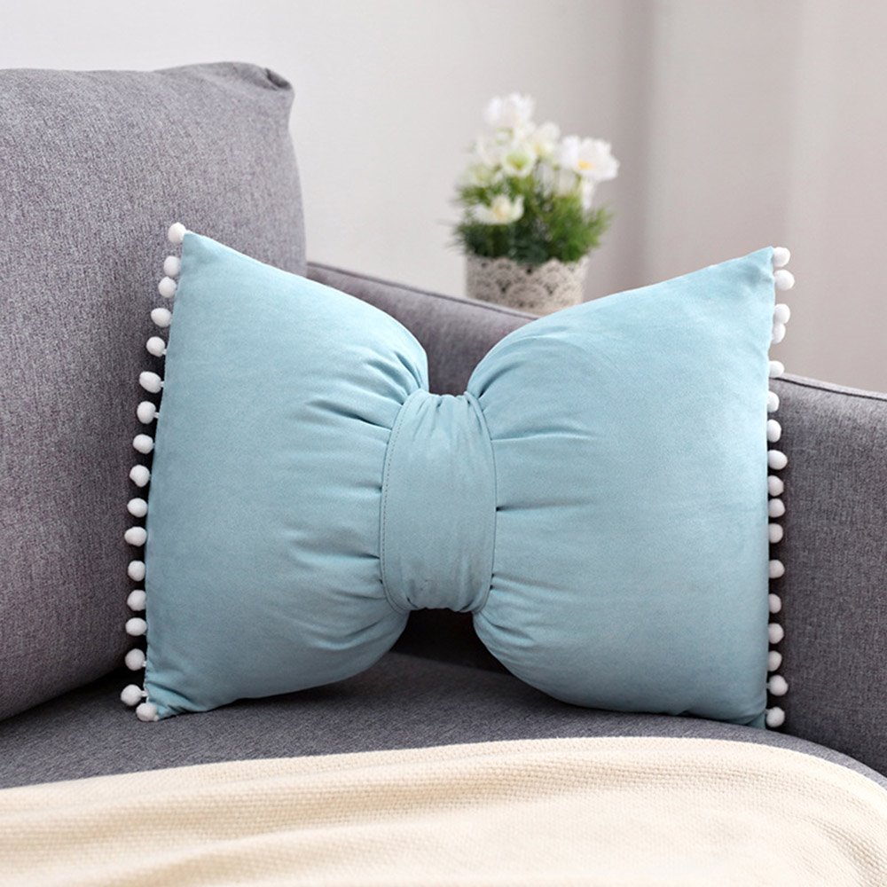 Detachable Cushion Pure Color in Bowknot Pillow Cute Princess Bedside Pillow