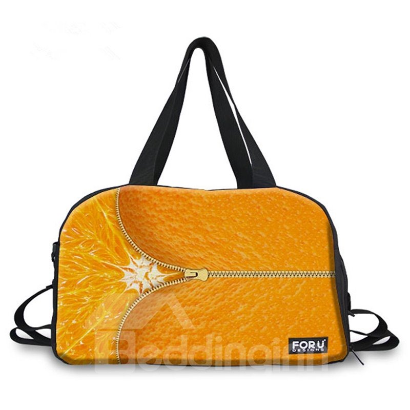 Bolsa de viaje pintada en 3D con estampado naranja y cremallera