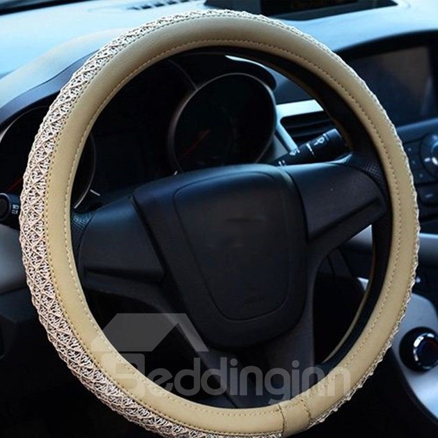 High Quality Thick Net Pattern Solid Color Steering Wheel Cover