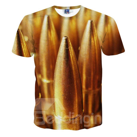 Glänzendes Rundhals-T-Shirt mit Kugelmuster und 3D-Bemalung