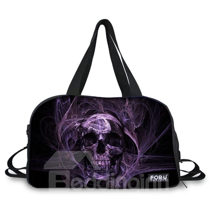 Stylish Purple Skull Pattern 3D Painted Travel Bag