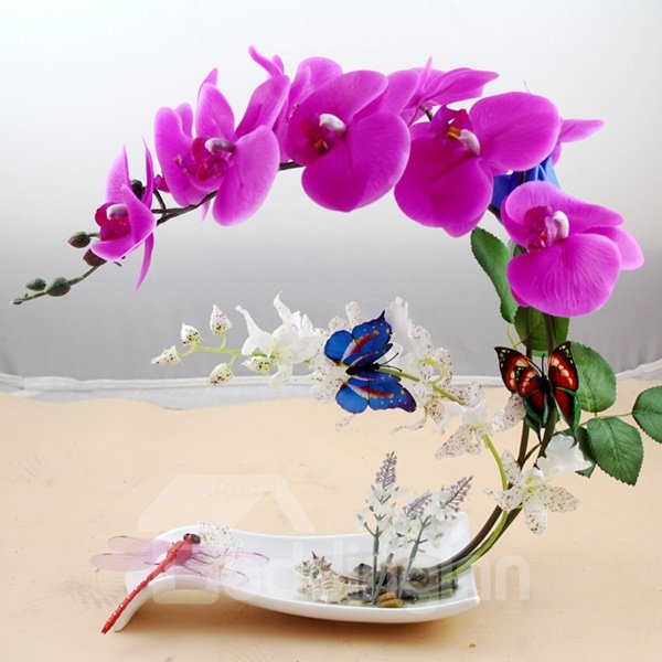 Künstliche Blumen und Topf-Set, Phalaenopsis, Polyurethan, Heimdekoration, künstliche Blumen, Heimdekoration