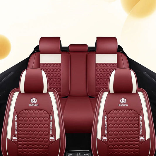 Star Pattern Car Seat Covers Universal Fit Full Set Faux Leather Cushion Covers