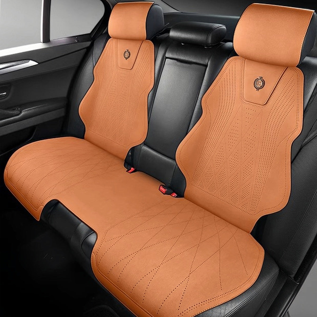 Perforated MicroSuede Car Seat Cover Full Set for 5-Seat Sedans SUV, Universal Fit, Pad Style