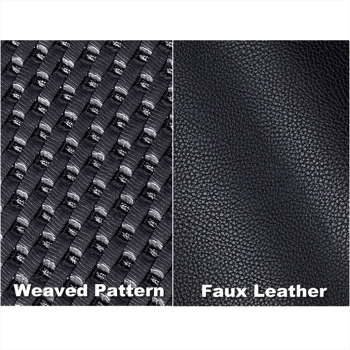 Cooling Fabric and Faux Leather 5-Seat Car Seat Covers with Basketweave Pattern Universal Fit