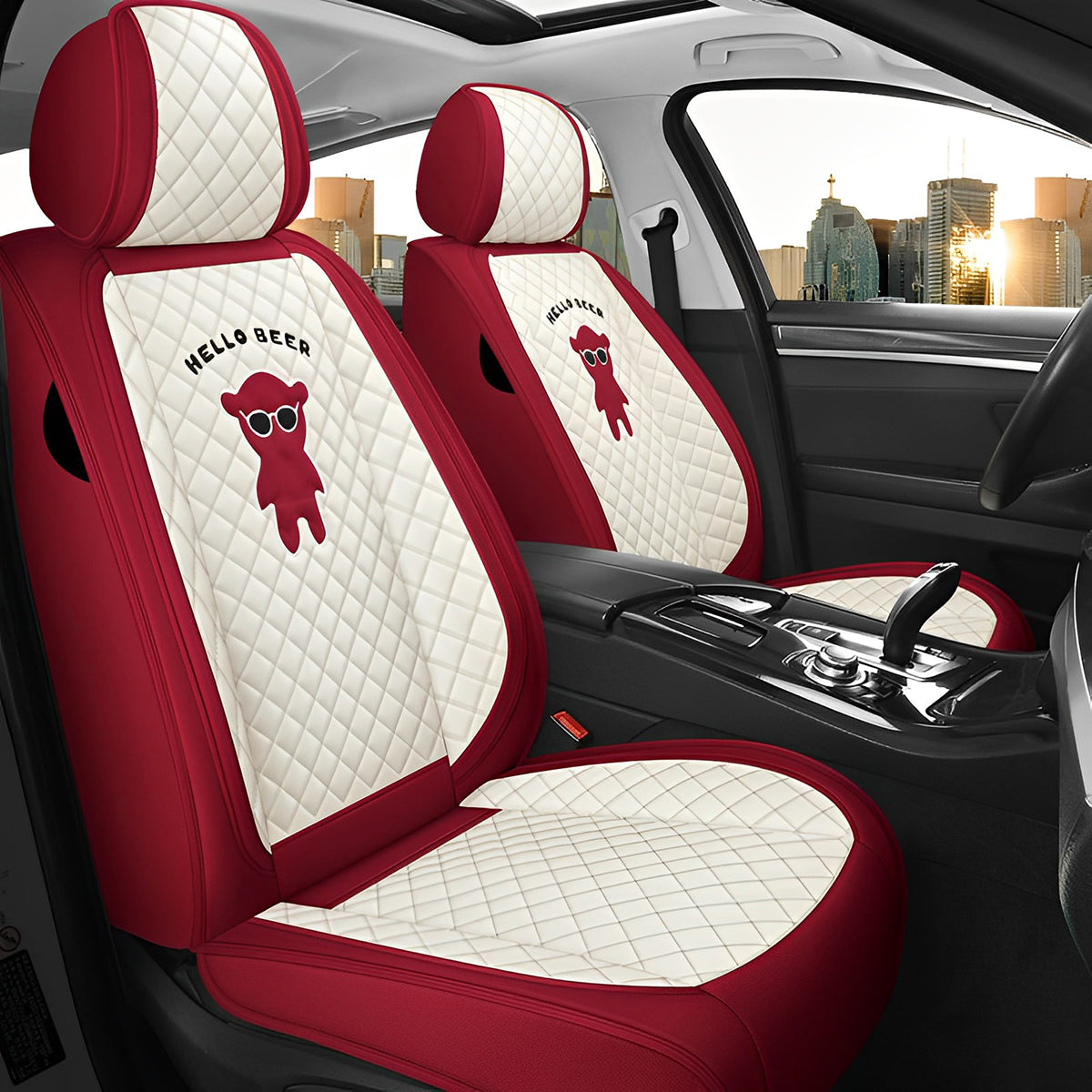 Canvas Material Car Seat Covers for 5-Seat Sedan SUV Diamond Pattern Seat Covers for RDX Crosstour Ridgeline Kona