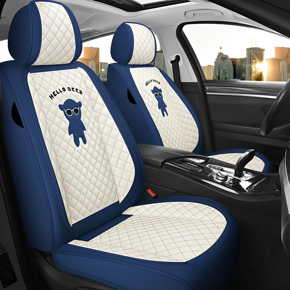 Canvas Material Car Seat Covers for 5-Seat Sedan SUV Diamond Pattern Seat Covers for RDX Crosstour Ridgeline Kona