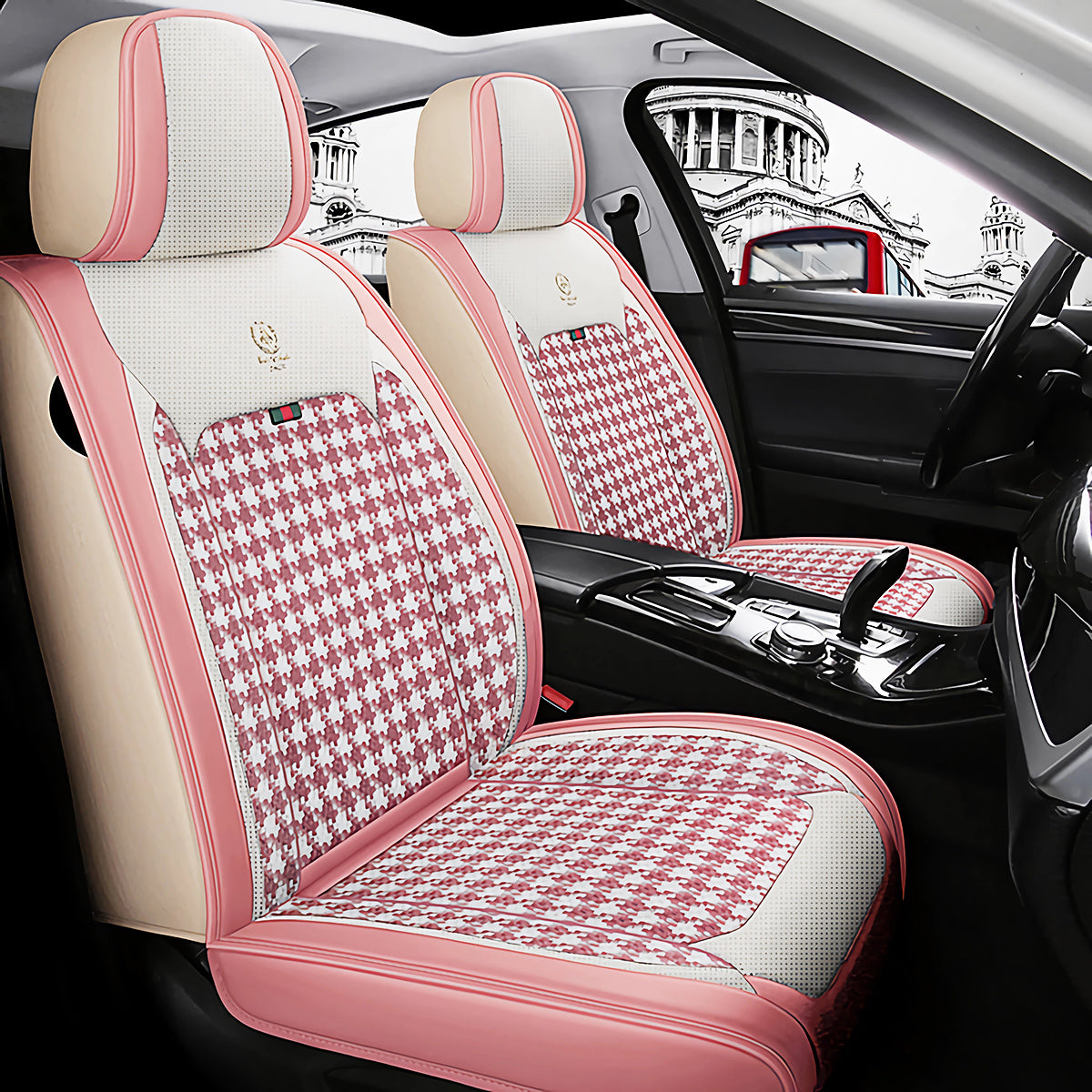 5-Seat Car Seat Covers with Houndstooth Pattern Universal Fit Seat Cushion Protective Covers for RDX Crosstour Ridgeline