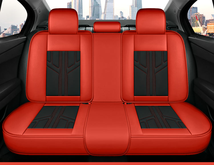 Universal Car Seat Cover Suitable for 5-Seater Sedan SUV Faux Leather Geometric Pattern