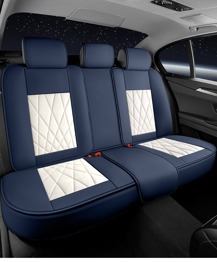 Microsuede and Leatherette Car Seat Covers Full Set Universal Fit Diamond Pattern Car Cushion Protective Cover