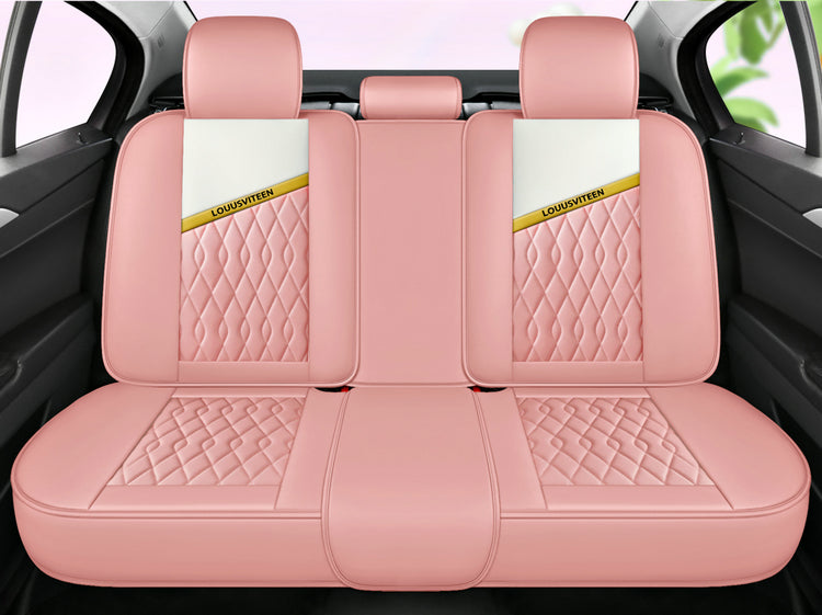 Universal Fit Synthetic Leather Car Seat Covers Full Set for 5-Seater Sedan SUV Diamond Pattern