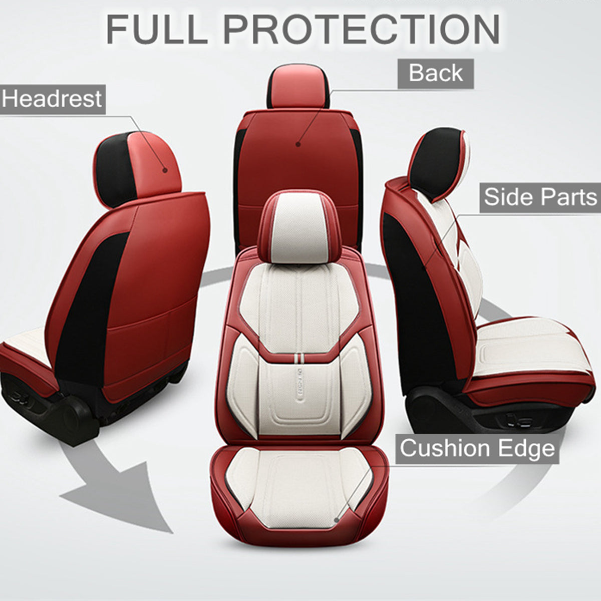 Faux Leather Geometric Pattern Car Seat Covers for 5-Seater Sedan SUV Full Set Universal Fit