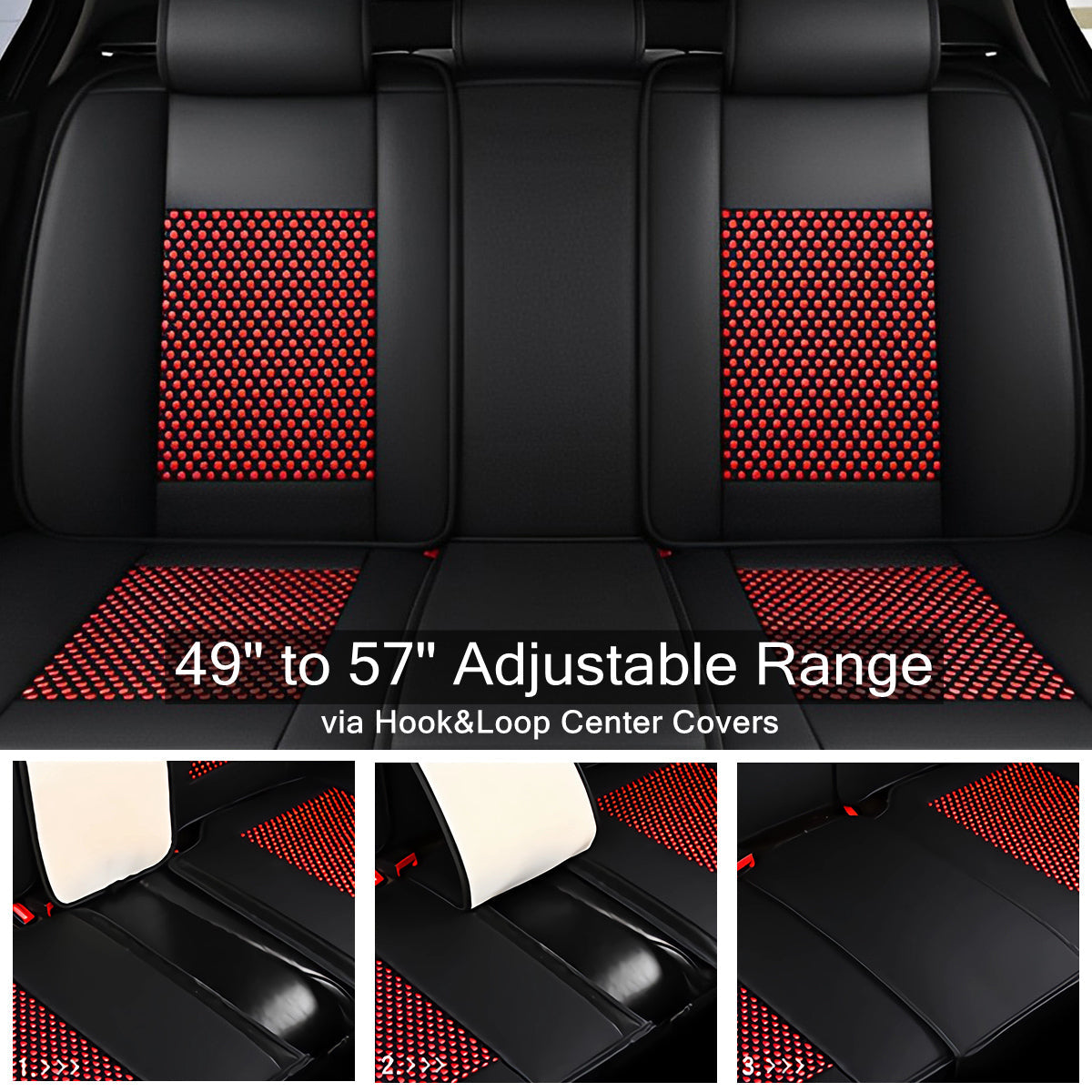 Cooling Fabric and Faux Leather Universal Fit Car Seat Covers with Basketweave Pattern for 5-Seat Sedan SUV