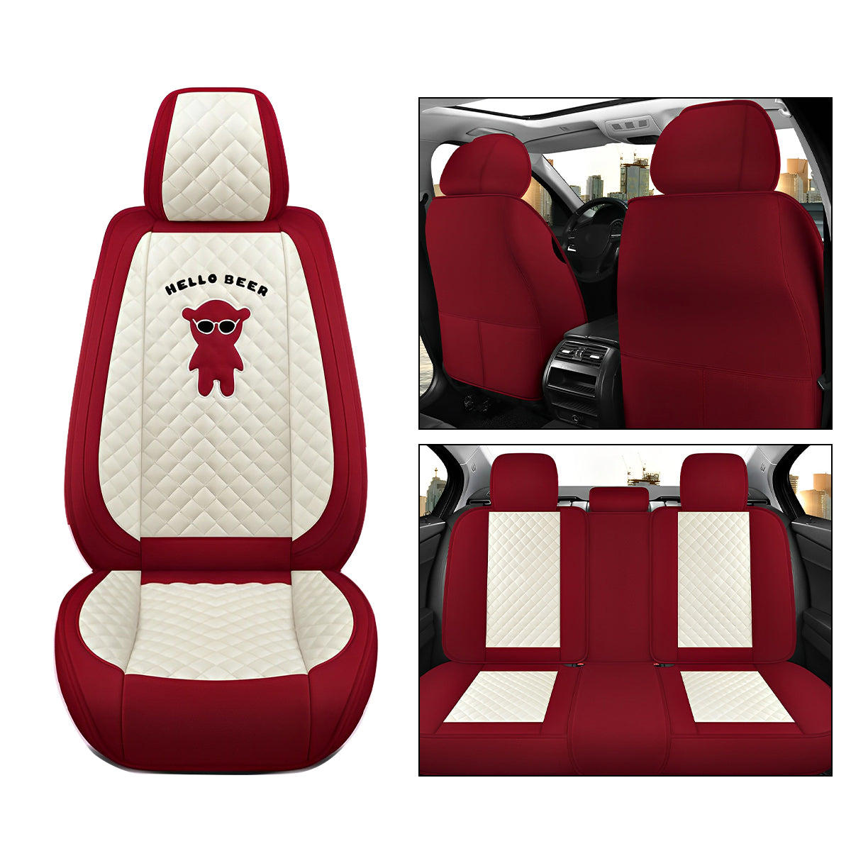 Canvas Material Car Seat Covers for 5-Seat Sedan SUV Diamond Pattern Seat Covers for RDX Crosstour Ridgeline Kona