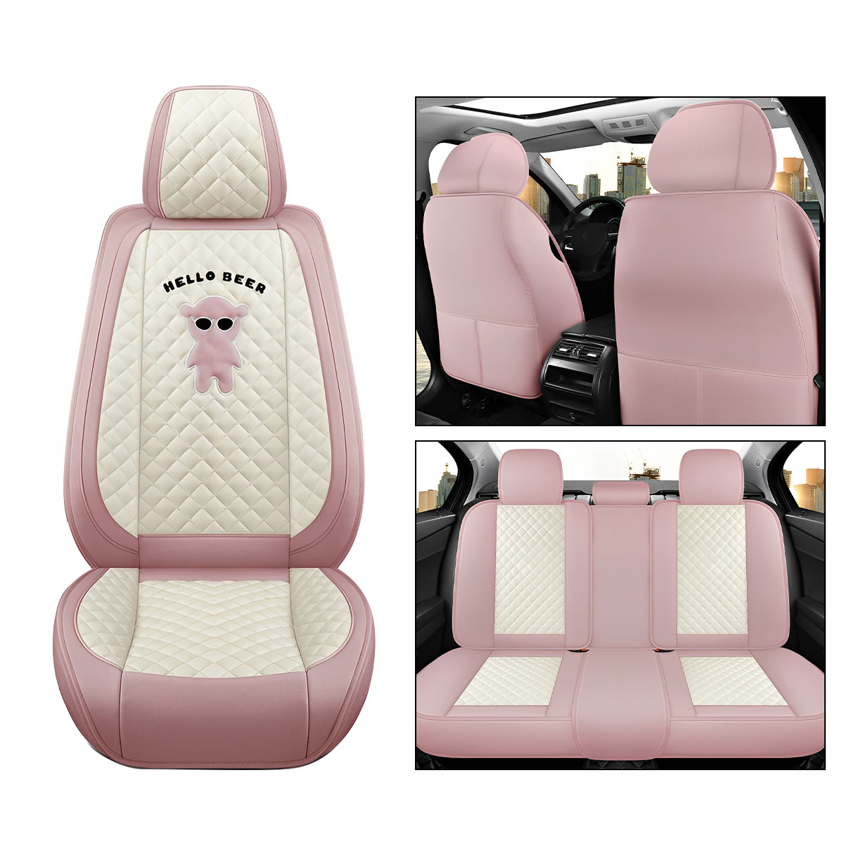 Canvas Material Car Seat Covers for 5-Seat Sedan SUV Diamond Pattern Seat Covers for RDX Crosstour Ridgeline Kona