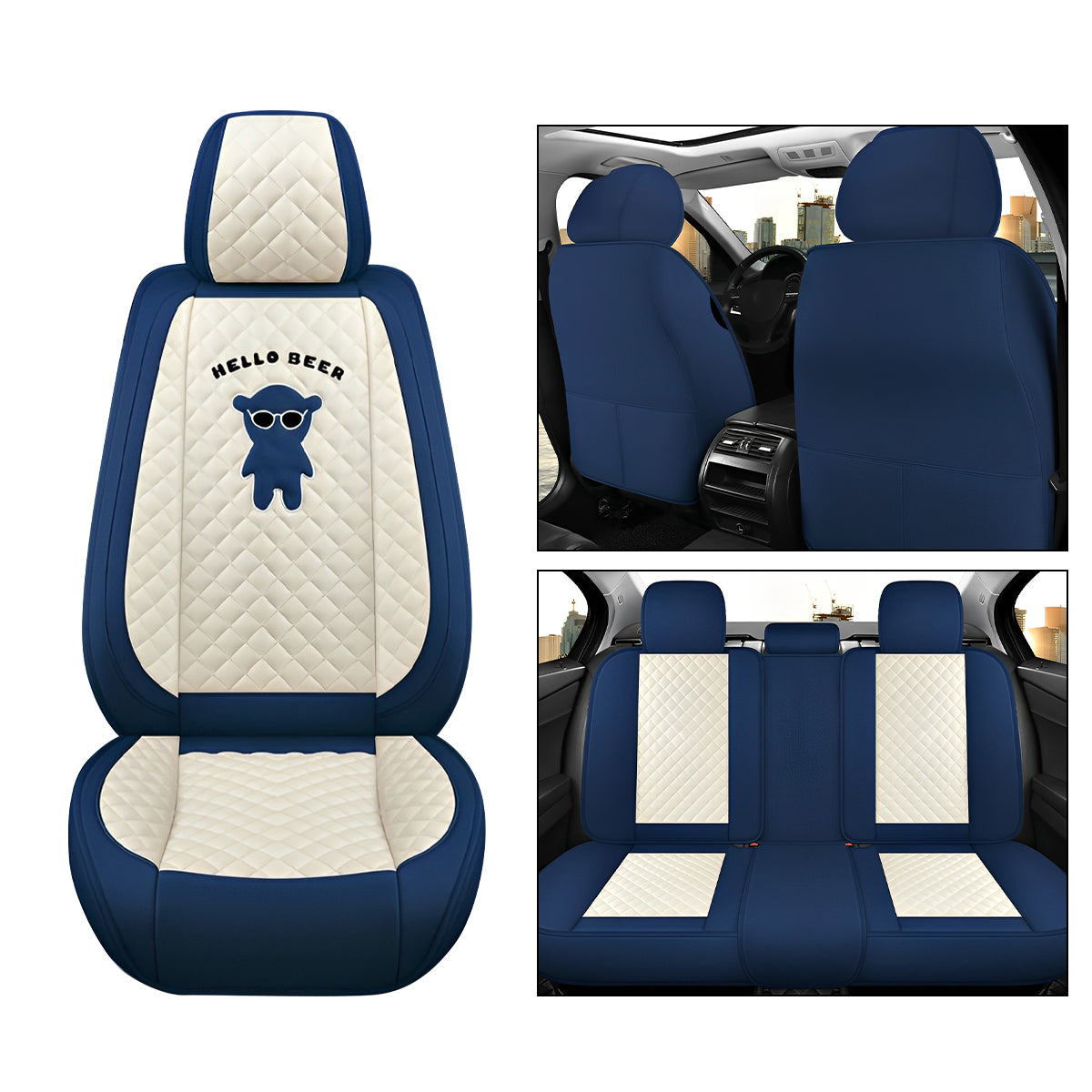 Canvas Material Car Seat Covers for 5-Seat Sedan SUV Diamond Pattern Seat Covers for RDX Crosstour Ridgeline Kona