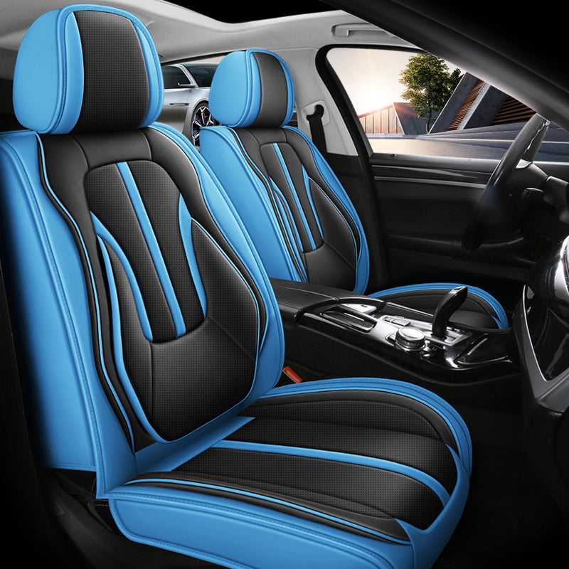 Sport Theme Car Seat Cover for 5-Seater Sedan SUV, Universal Fit Microfiber Leather Full Set Cushion Covers