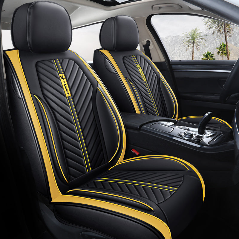 Palm Leaf Like Stripe Pattern Car Seat Covers for 5-Seat Sedan SUV Full Set Universal Fit Cushion Protective Covers