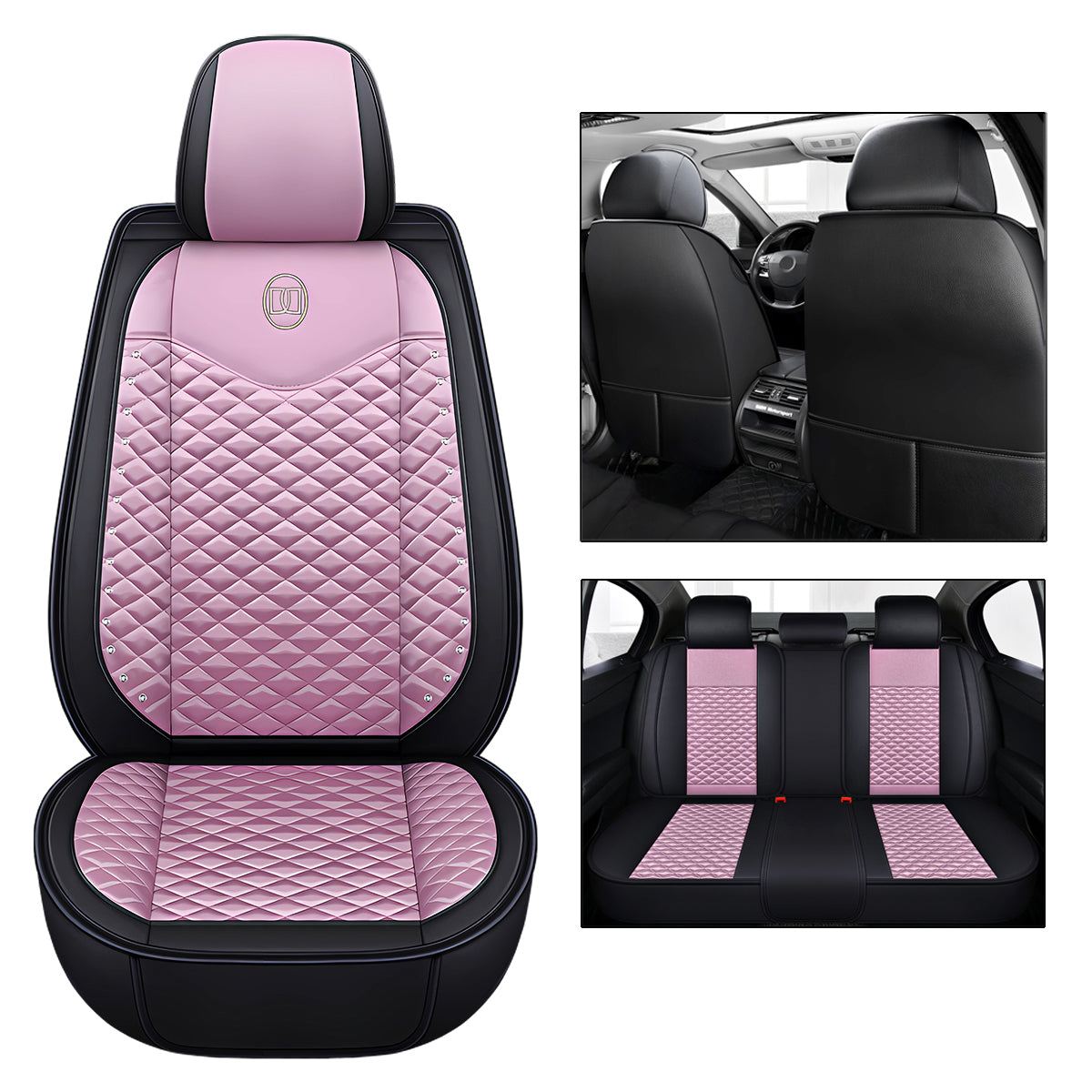 Universal Fit Car Seat Covers for 5-Seater Sedans SUV Full Set Front and Rear Seat Covers, Diamond Pattern