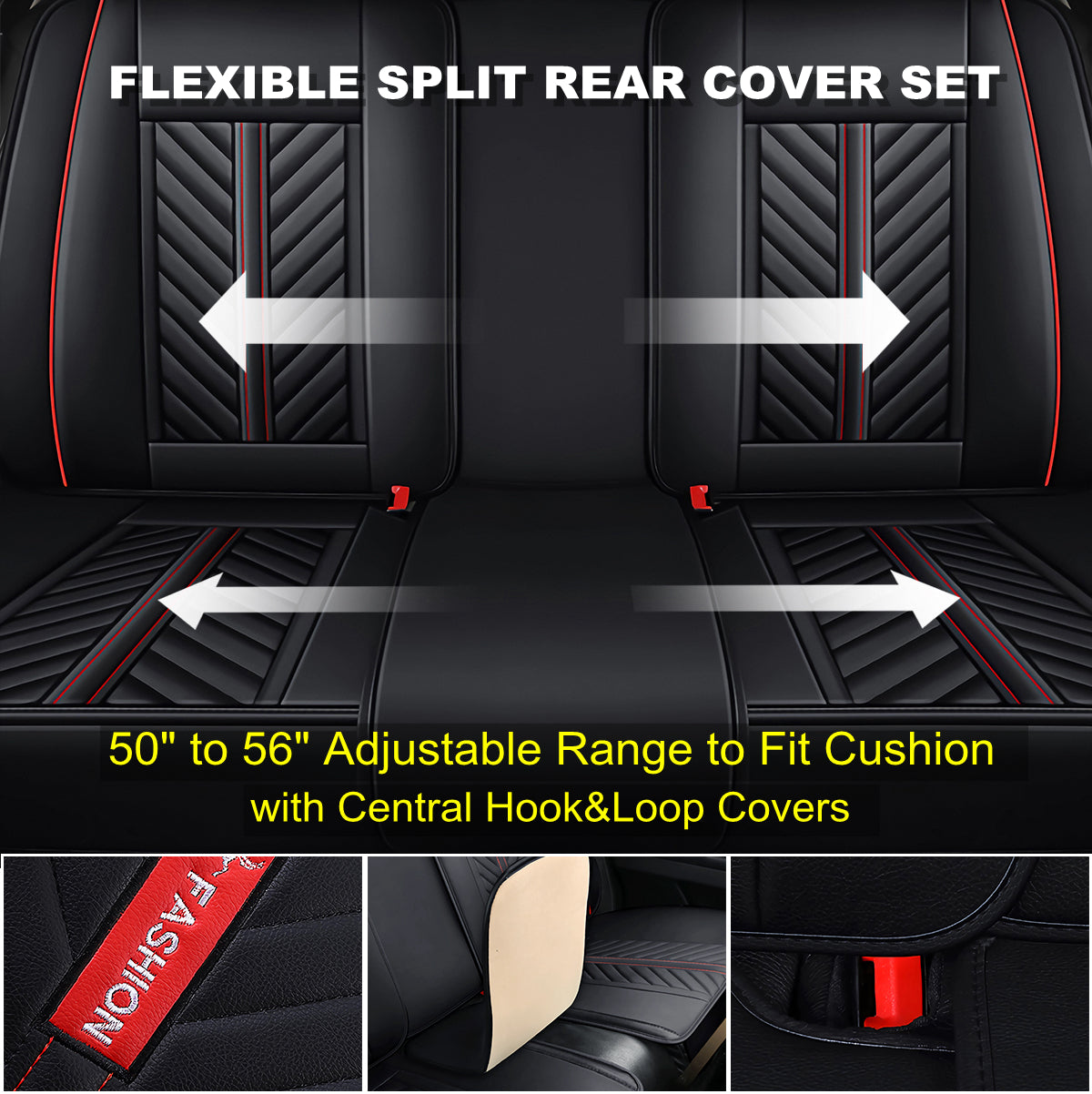 Palm Leaf Like Stripe Pattern Car Seat Covers for 5-Seat Sedan SUV Full Set Universal Fit Cushion Protective Covers