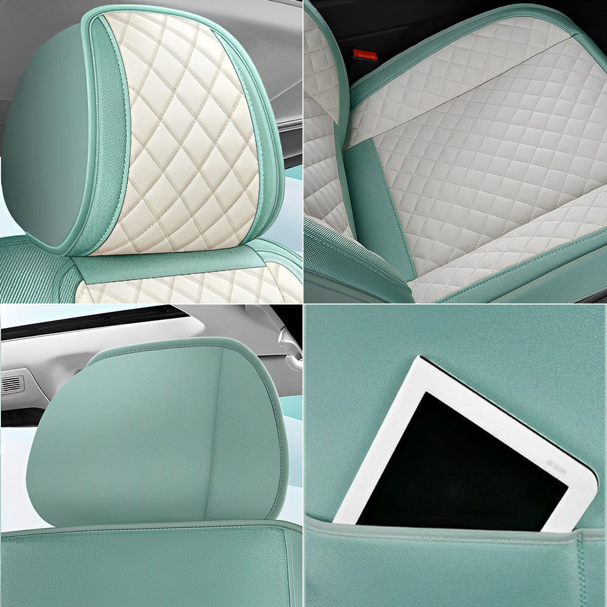 Canvas Material Car Seat Covers for 5-Seat Sedan SUV Diamond Pattern Seat Covers for RDX Crosstour Ridgeline Kona