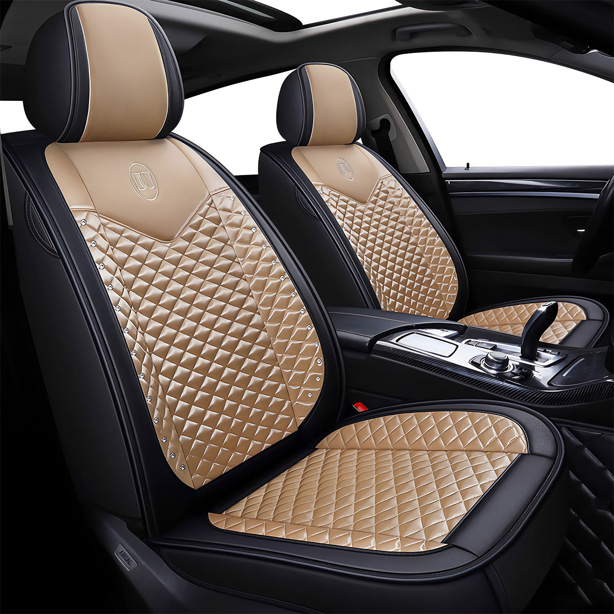 Universal Fit Car Seat Covers for 5-Seater Sedans SUV Full Set Front and Rear Seat Covers, Diamond Pattern