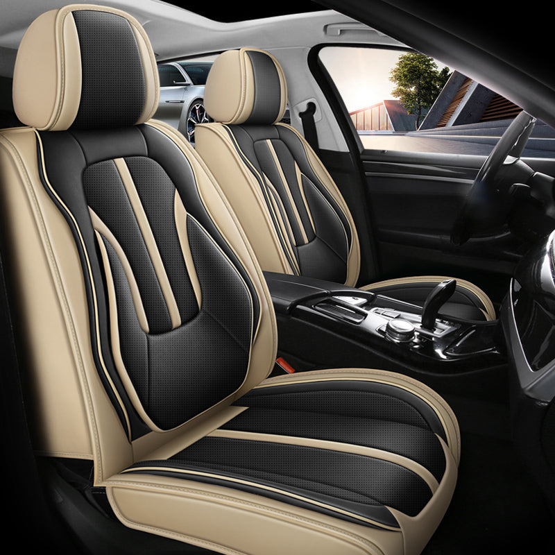 Sport Theme Car Seat Cover for 5-Seater Sedan SUV, Universal Fit Microfiber Leather Full Set Cushion Covers